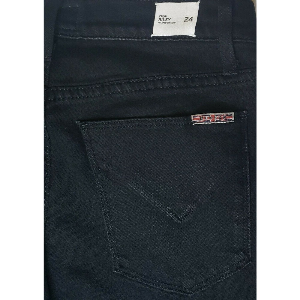 Hudson Riley Crop Relaxed Straight Jeans Sz 24 Exposed Zipper Black NEW - Picture 5 of 7